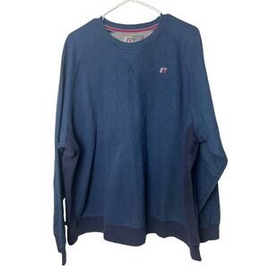 Russell Athletic Men's Blue and Navy Jumper Sweatshirt Size 2XL Premium Fleece